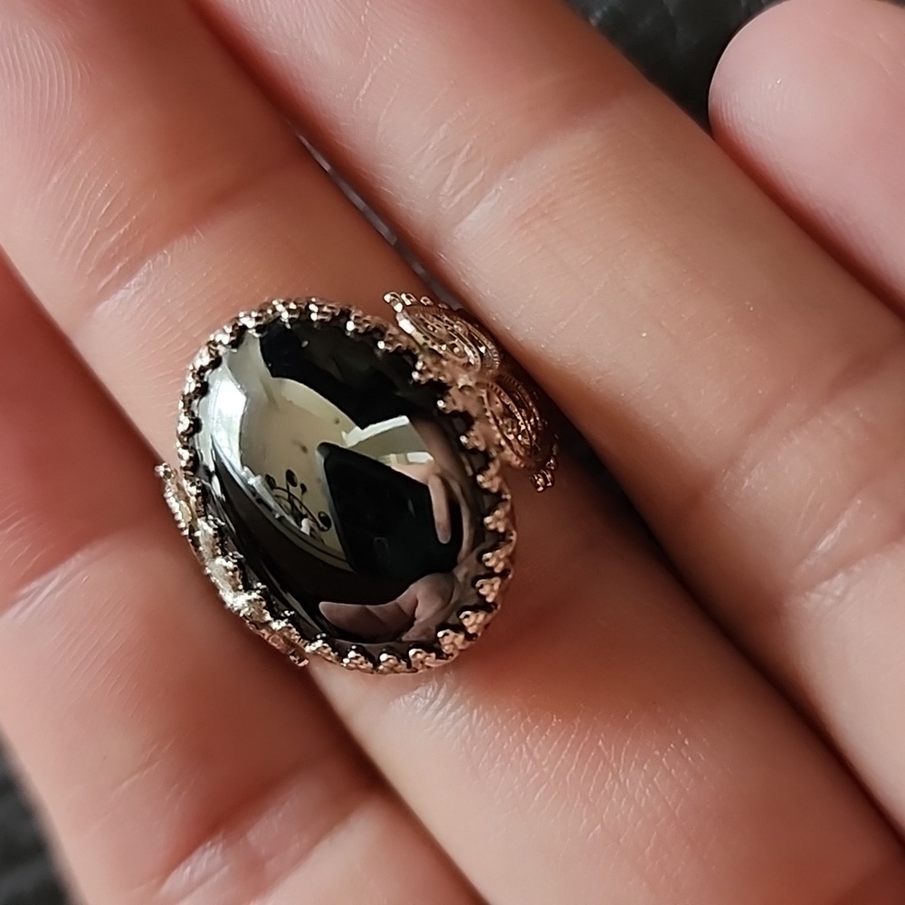 VTG Adjustable Hematite Stone Ring